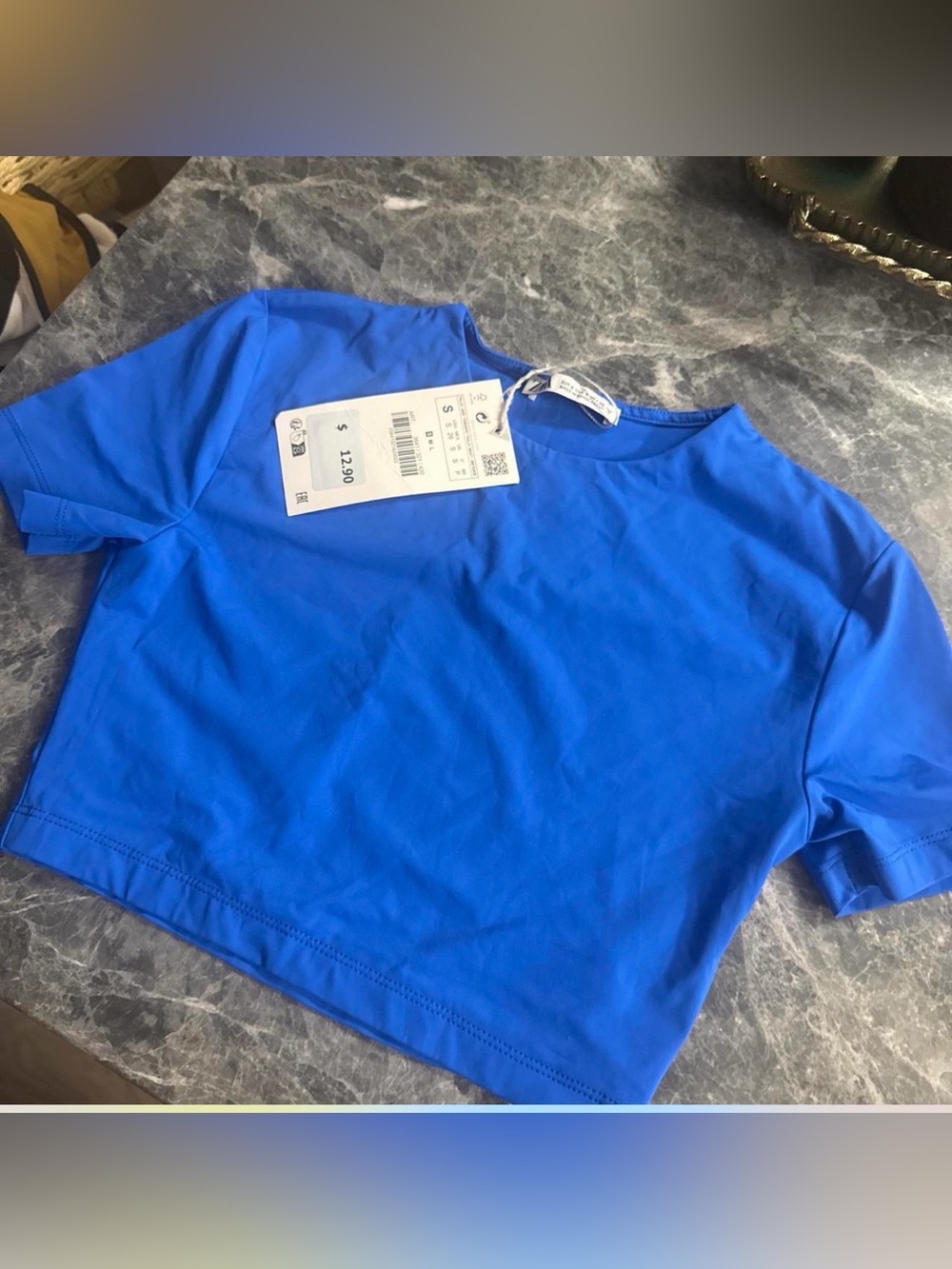 Zara Bright Blue Cropped Tee